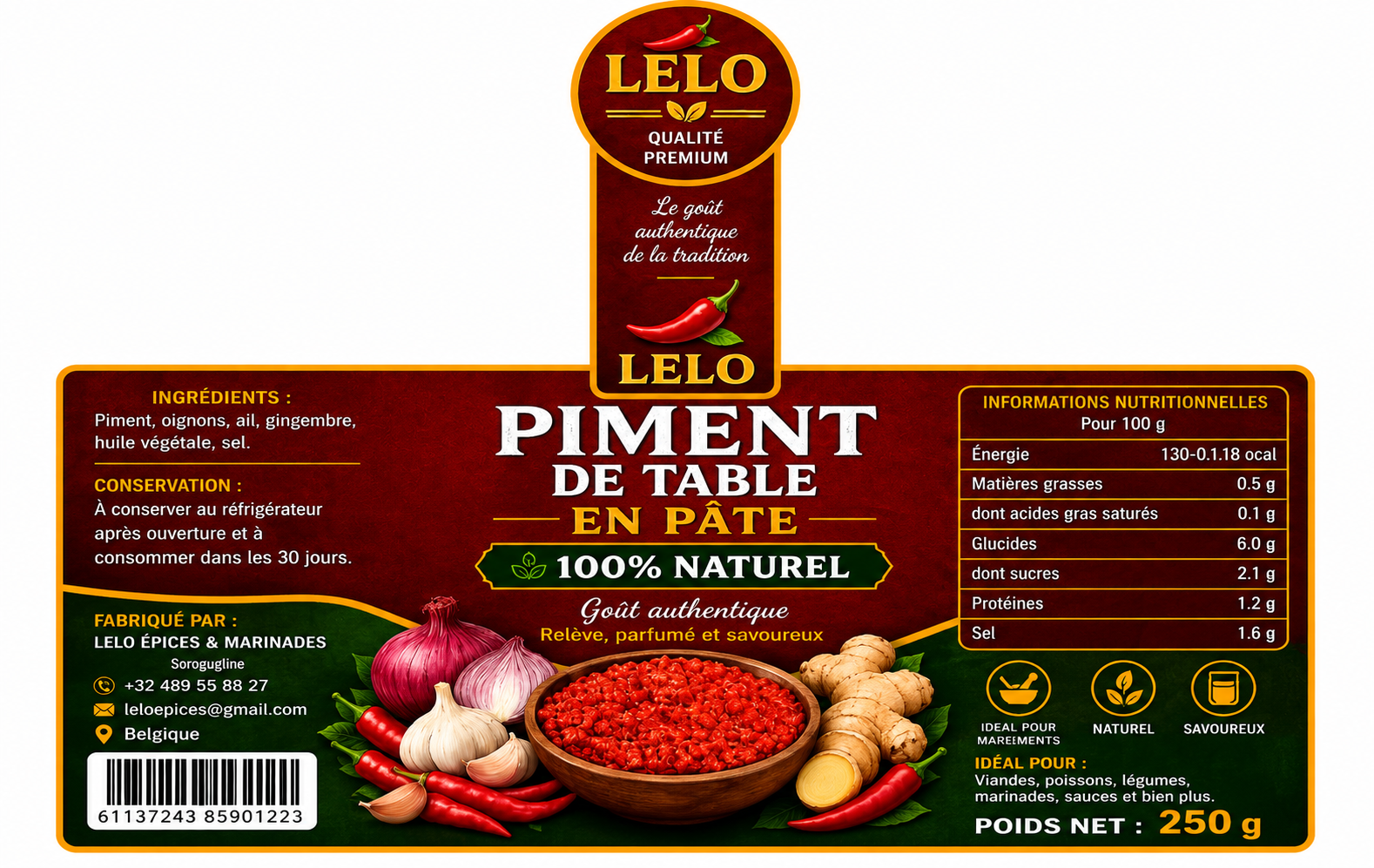 Piment de Table 250 g